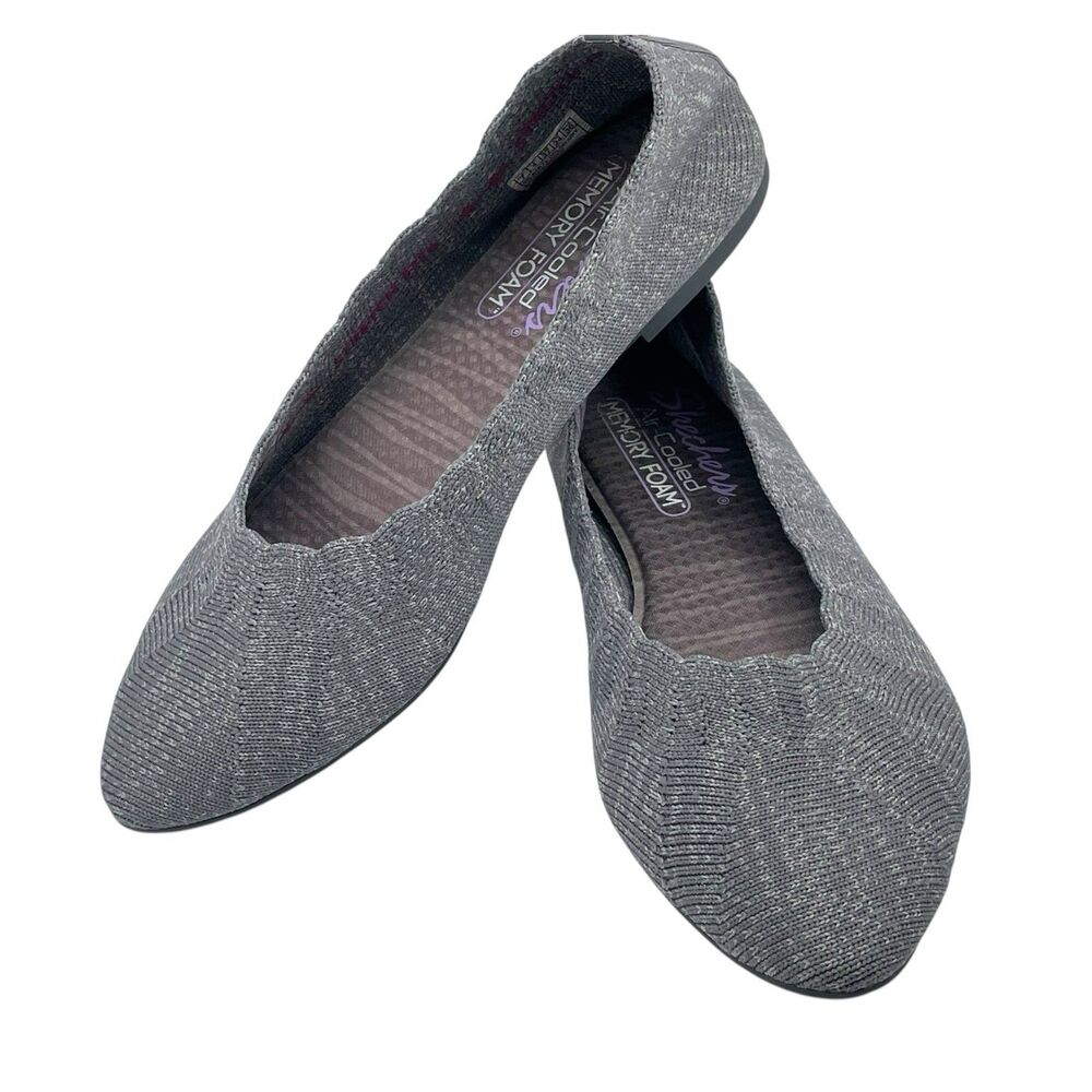 Skechers Cleo Stretch Fit Gray Ballet Flats Women’s Size 7 Comfort - Picture 6 of 7